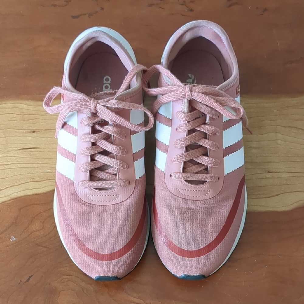 Adidas Women's Rose and White Sneakers